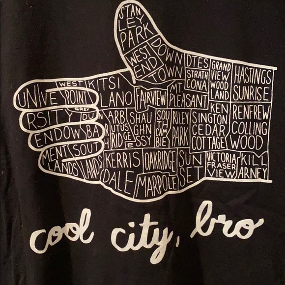 Vancouver based black tee with neighborhoods - Picture 2 of 2